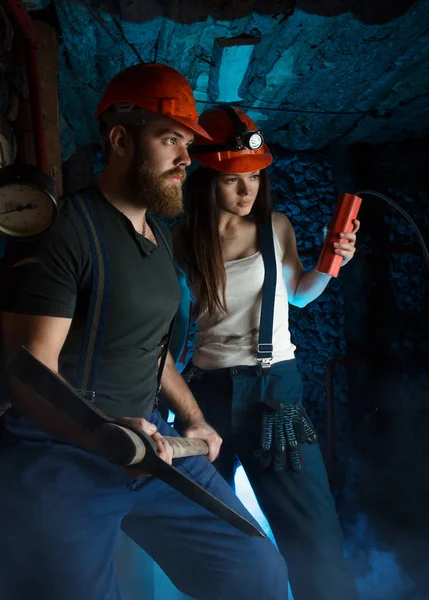 the cosplay on the miners in the mine