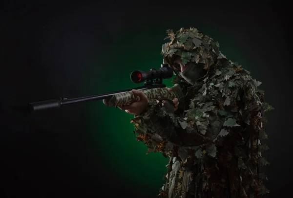 Sniper in Camouflaged Suit with Rifle Stock Image - Image of caucasian,  rifle: 69416251