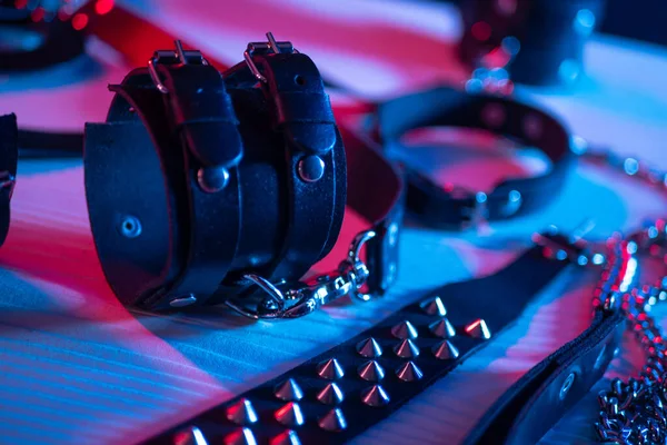 Bdsm Hez Való Erotikus Játékok Készlete Szexuális Rabszolgaság Játéka Ostorral — Stock Fotó