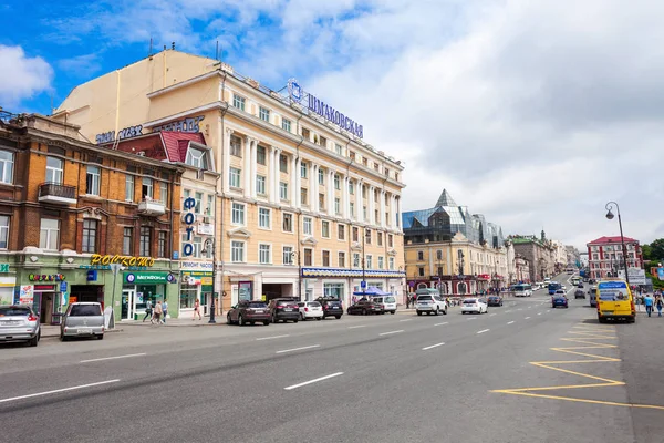 Svetlanskaya merkezi sokak, Vladivostok — Stok fotoğraf