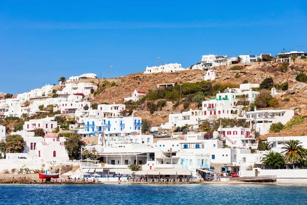 De haven van de stad van Mykonos, Griekenland — Stockfoto