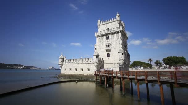 Timelapse Wieża Belem, Lizbona — Wideo stockowe
