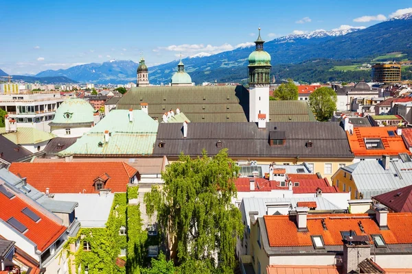 Innsbruck havadan panoramik görünümü — Stok fotoğraf