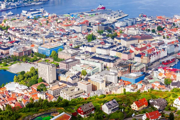 Antenowe panoramę Bergen — Zdjęcie stockowe