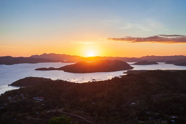 Coron Città Aerea Vista Panoramica Tramonto Isola Busuanga Nella Provincia — Foto Stock