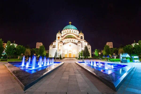 Kostel Sávy Nebo Hram Svetog Srbský Ortodoxní Kostel Bělehradě Srbsku — Stock fotografie