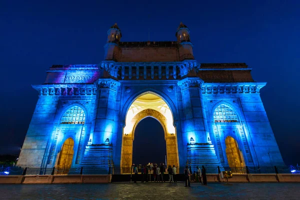 Puerta India Por Noche Puerta India Monumento Arco Ciudad Mumbai — Foto de Stock
