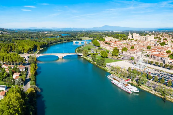 Rhone River Aerial Panoramic View Avignon Avignon City Rhone River — Stock Photo, Image