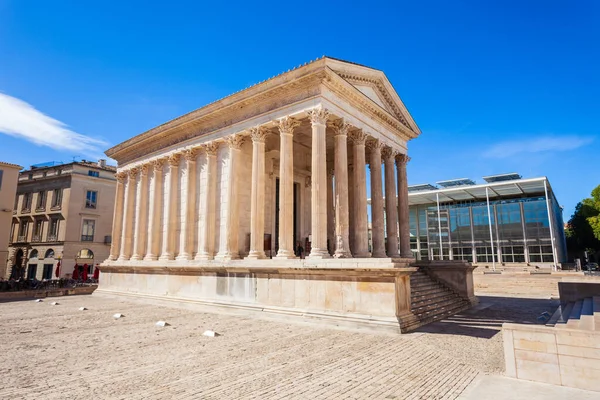 Maison Carree Gammal Romersk Tempelbyggnad Nimes Stad Södra Frankrike — Stockfoto