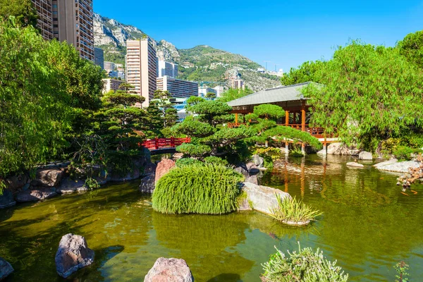 Japonská Zahrada Nebo Jardin Japonais Městský Veřejný Park Monte Carlo — Stock fotografie