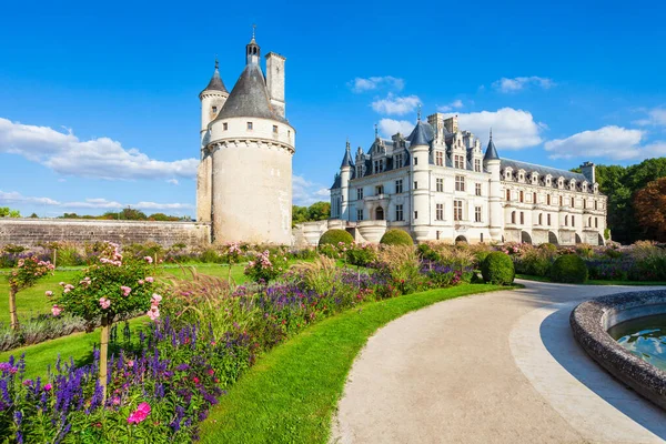 Chateau Chenonceau French Castle Spanning River Cher Chenonceaux Village Loire — Stock Photo, Image