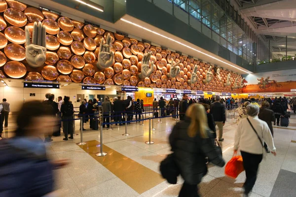 Nueva Delhi India Febrero 2014 Área Inmigración Aeropuerto Internacional Indira —  Fotos de Stock