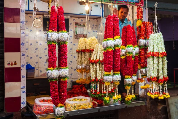 Mysore Índia Março 2012 Ofertas Flores Mercado Local Índia — Fotografia de Stock