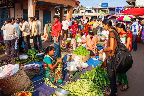 Гоа Индия Апреля 2012 Года Фрукты Овощи Местном Рынке Индии — стоковое фото