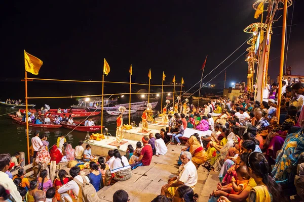 Varanasi India April 2012 Ganga Aarti Ceremoni För Att Hedra — Stockfoto