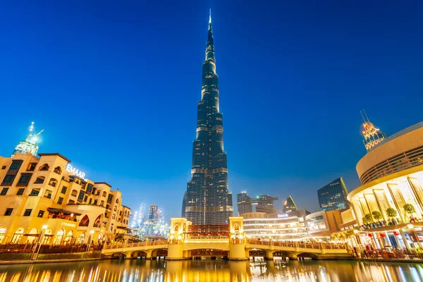 Dubai Eau Février 2019 Burj Khalifa Khalifa Tower Est Gratte — Photo