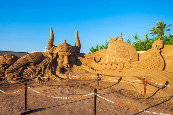 Antalya Turkey September 2014 Sandland Sand Sculpture Museum是位于土耳其安塔利亚市拉拉海滩的一个露天博物馆 — 图库照片