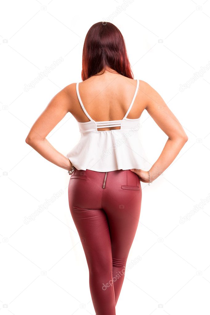 Woman posing with her back