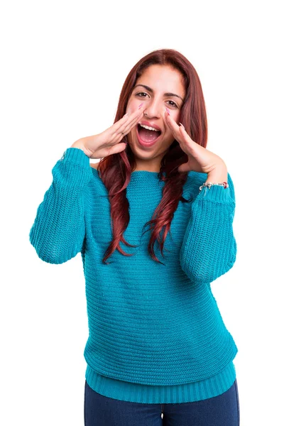 Frau schreit jemanden an — Stockfoto