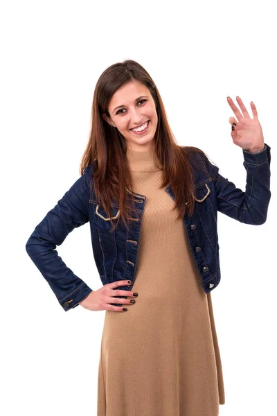 Woman showing ok — Stock Photo, Image