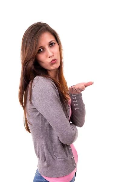 Woman blowing you kiss — Stock Photo, Image