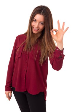 güzel bir kadın Tamam sinyali