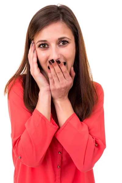 Überraschte junge Frau — Stockfoto