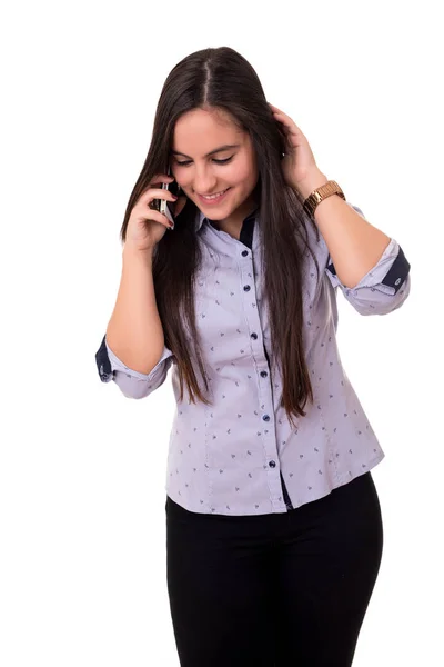 Mooie vrouw op de telefoon — Stockfoto