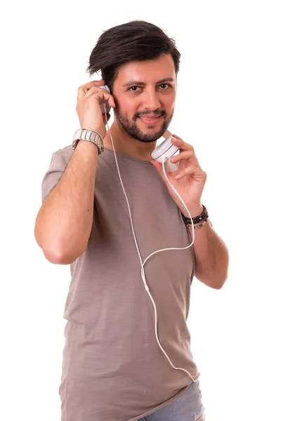 Man lyssnar på musik — Stockfoto