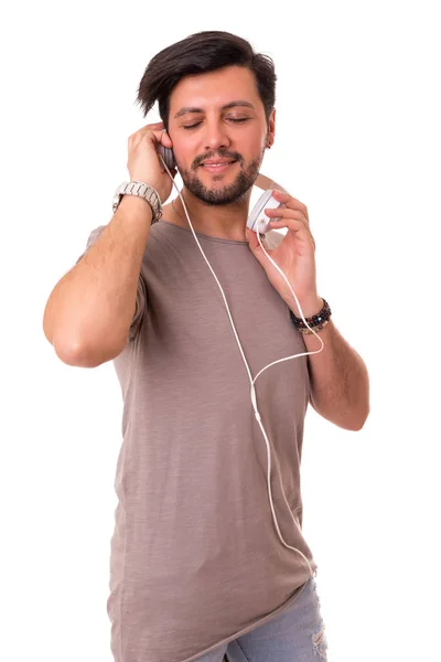 Homem ouvindo música — Fotografia de Stock