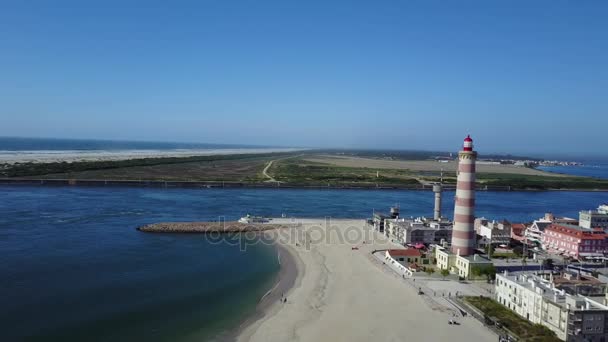 Playa portuguesa de Barra — Vídeos de Stock