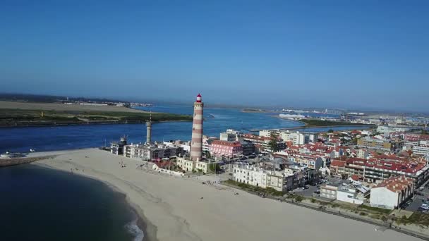 Playa portuguesa de Barra — Vídeos de Stock