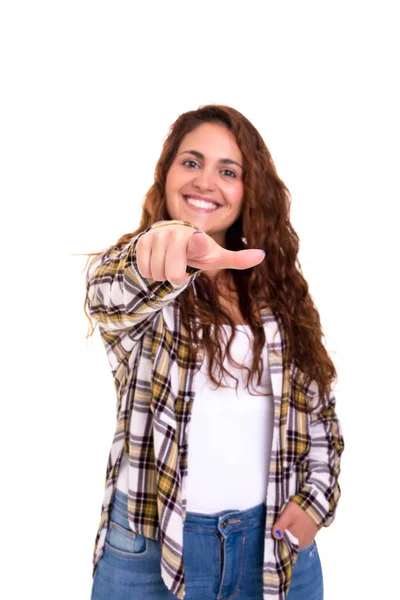 Large woman pointing at you — Stock Photo, Image