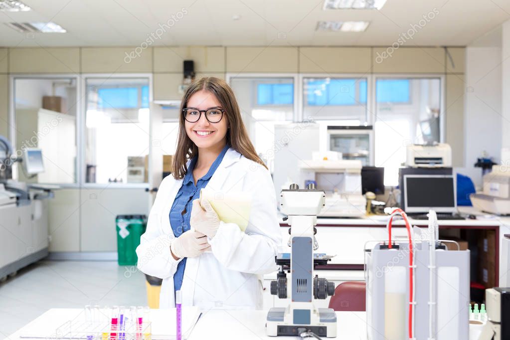 Young scientist while working