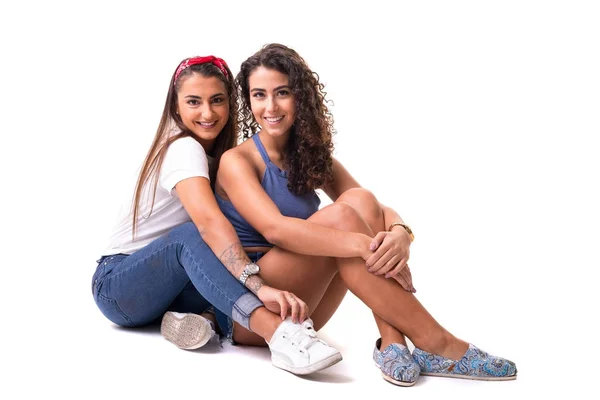 Two friends posing in studio — Stock Photo, Image