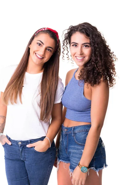 Two friends posing in studio — Stock Photo, Image