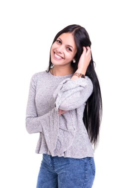 güzel bir genç casual kadın stüdyo çekim