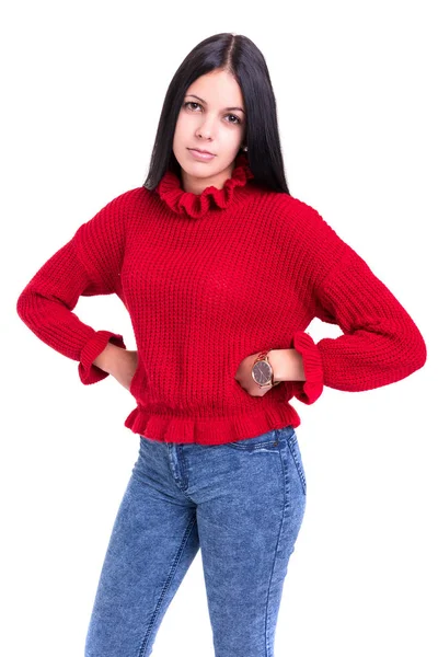 Estúdio Tiro Uma Bela Jovem Mulher Casual — Fotografia de Stock