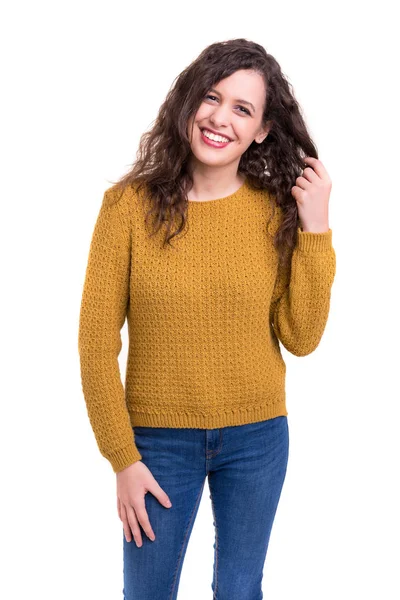 Studio Shot Van Een Mooie Jonge Casual Vrouw — Stockfoto