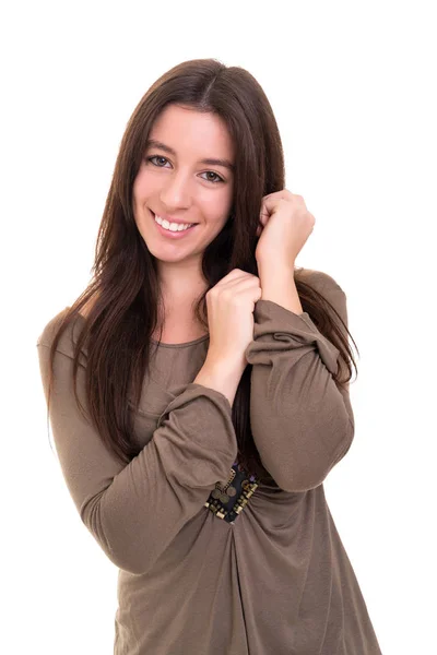 Studio Shot Beautiful Young Casual Woman — Stock Photo, Image