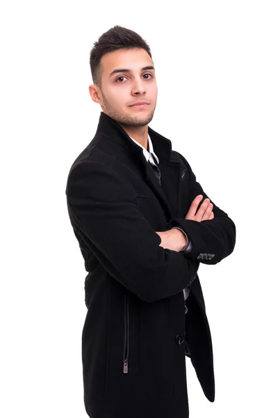 Estúdio Foto Jovem Bonito Homem Posando Isolado — Fotografia de Stock