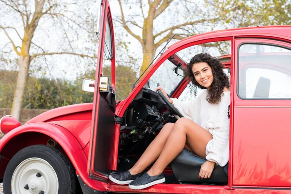 Woman Going Roadtrip Her Convertible Car — Stock Photo, Image