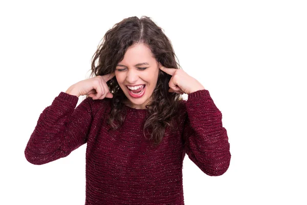 Woman asking for silence isolated — Stock Photo, Image