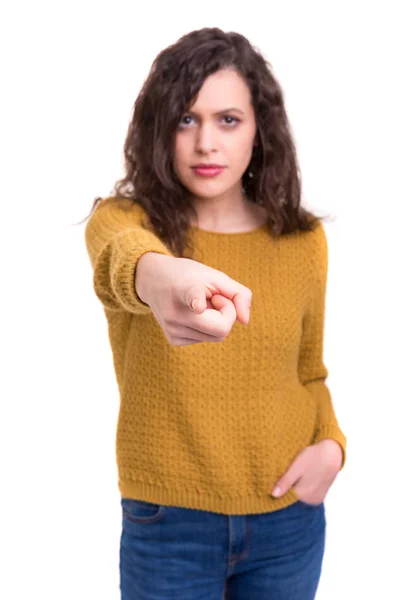 Woman pointing at you — Stock Photo, Image