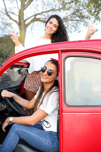 Two Friends Going Road Trip Countryside — Stock Photo, Image