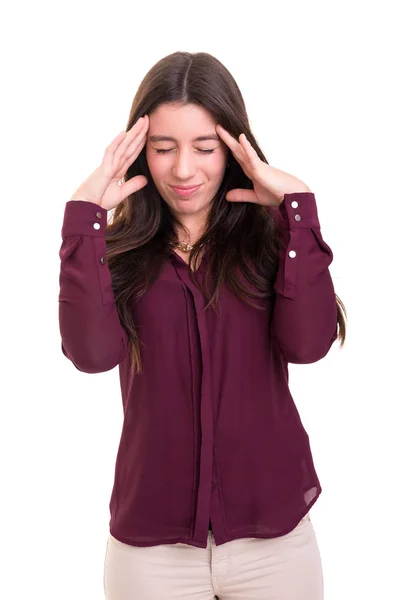 Junge Frau Mit Starken Kopfschmerzen — Stockfoto