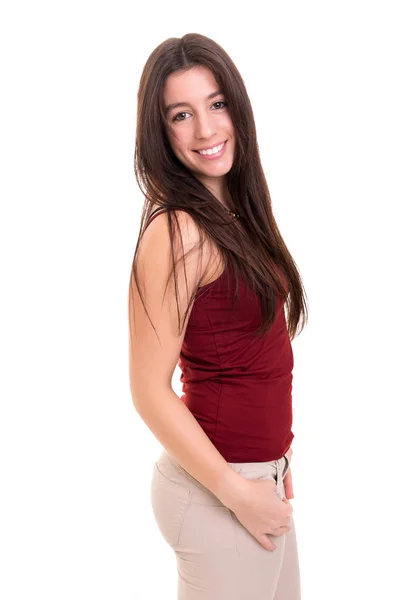 Estudio Foto Hermosa Joven Mujer Casual — Foto de Stock