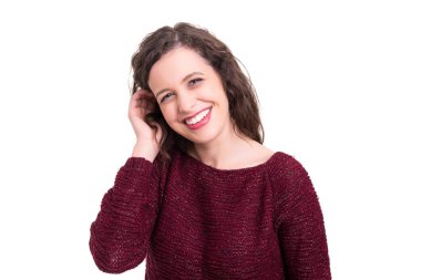 Güzel genç casual kadın stüdyo çekim