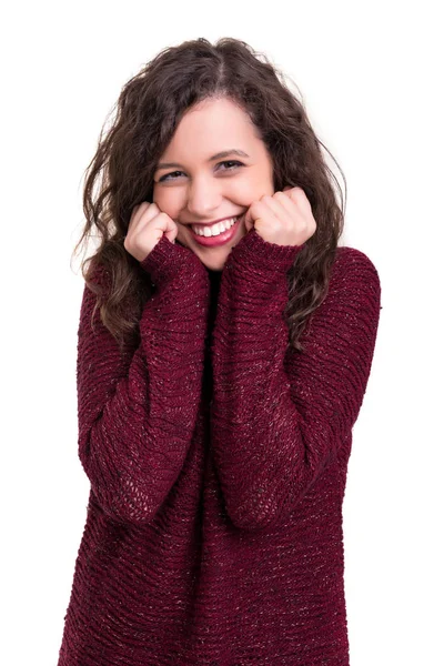 Estúdio Tiro Bela Jovem Mulher Casual — Fotografia de Stock