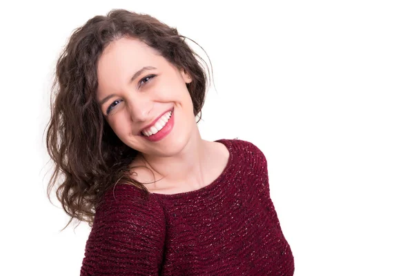 Studio Shot Van Een Mooie Jonge Casual Vrouw Geïsoleerd Witte — Stockfoto